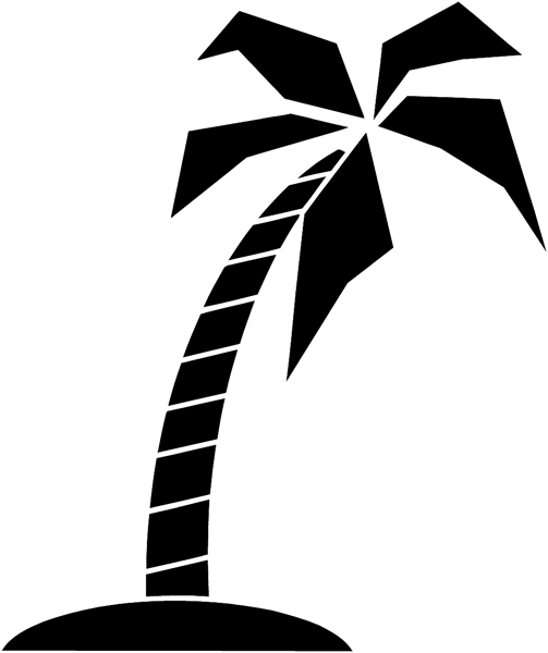 Palm tree on small isle vinyl sticker. Customize on line. Vacations Trips Attractions 051-0192